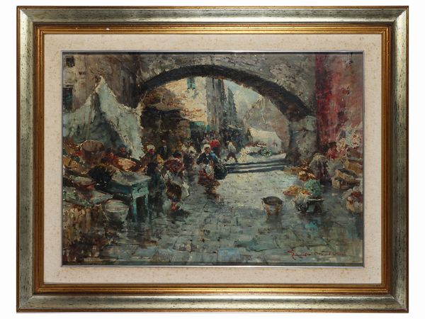 Guido Mantovani : Scena di mercato  - Asta La casa classica. Stile intramontabile - Associazione Nazionale - Case d'Asta italiane