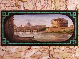 Tavolino da caff� in noce, marmo e micromosaico  - Asta La casa classica. Stile intramontabile - Associazione Nazionale - Case d'Asta italiane