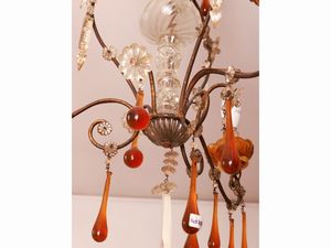 Lampadario in metallo e vetro incolore  - Asta La casa classica. Stile intramontabile - Associazione Nazionale - Case d'Asta italiane