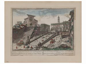 Georg Balthasar Probst - Vue du Campidole romaine - Vue du Chateau Sant Anges a Rome