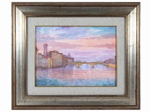 Giovanni Ospitali - Veduta di Ponte a Santa Trinita - Scorcio fiorentino