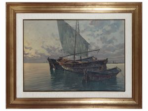 Francesco Maria Pieri - Marina con barche