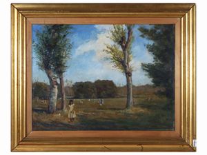 Ferruccio Pizzanelli - Veduta di parco con fanciulla