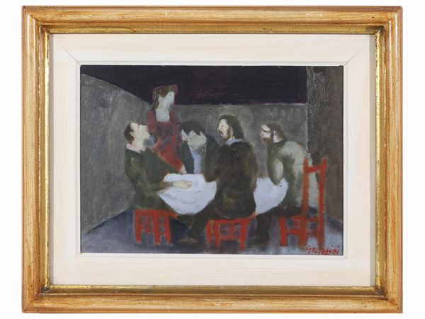 Renzo Grazzini : Personaggi in un'interno  - Asta Arte Moderna e Contemporanea - Associazione Nazionale - Case d'Asta italiane