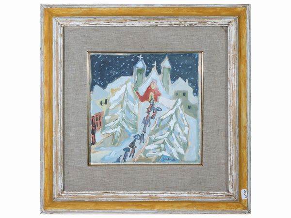 Gianni Vagnetti : La messa di Natale a Villemoisson  - Asta Arte Moderna e Contemporanea - Associazione Nazionale - Case d'Asta italiane