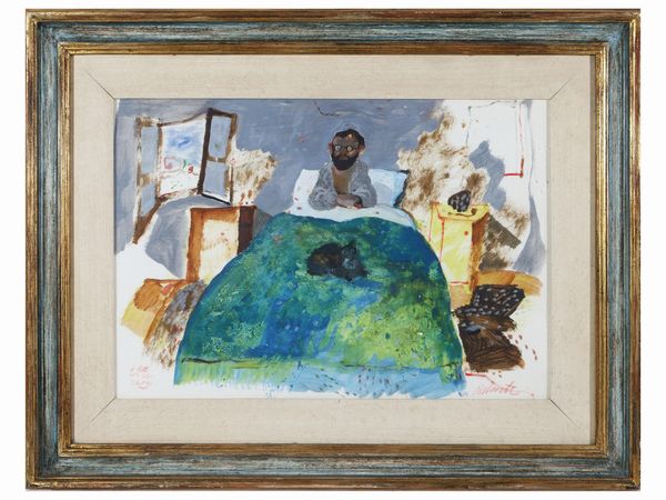 Antonio Possenti : A letto con il cane 1972  - Asta Arte Moderna e Contemporanea - Associazione Nazionale - Case d'Asta italiane