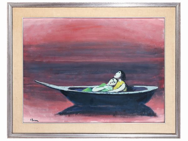 Pompeo Borra : Figure in barca  - Asta Arte Moderna e Contemporanea - Associazione Nazionale - Case d'Asta italiane