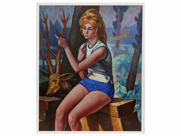 Dyalma Stultus : Giovane cacciatrice Anni Sessanta  - Asta Arte Moderna e Contemporanea - Associazione Nazionale - Case d'Asta italiane