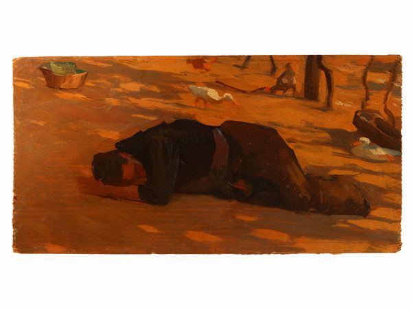 Ruggero Focardi : Cane da pagliaio - Contadino a riposo  - Asta Arte Moderna e Contemporanea - Associazione Nazionale - Case d'Asta italiane