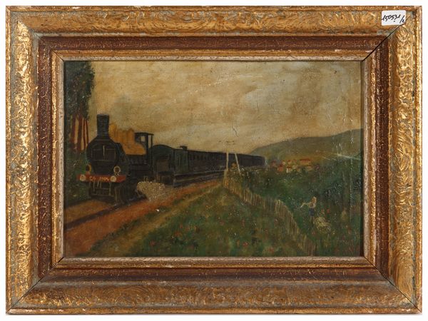 Scuola nordeuropea : Paesaggi con locomotive  - Asta Arte Moderna e Contemporanea - Associazione Nazionale - Case d'Asta italiane