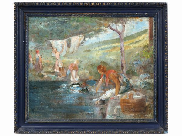 Ludolf Verworner : Lavandaie  - Asta Arte Moderna e Contemporanea - Associazione Nazionale - Case d'Asta italiane