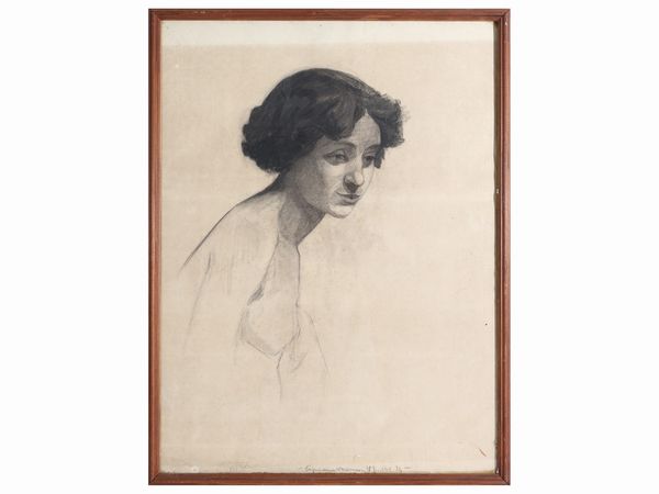 Cipriano Mannucci : Ritratto femminile 1924  - Asta Arte Moderna e Contemporanea - Associazione Nazionale - Case d'Asta italiane