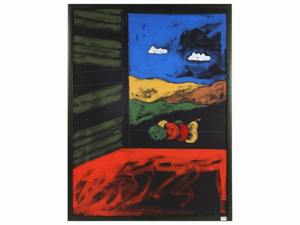 TANO FESTA : Finestra con natura morta, seconda met degli Anni Ottanta  - Asta Arte Moderna e Contemporanea - Associazione Nazionale - Case d'Asta italiane