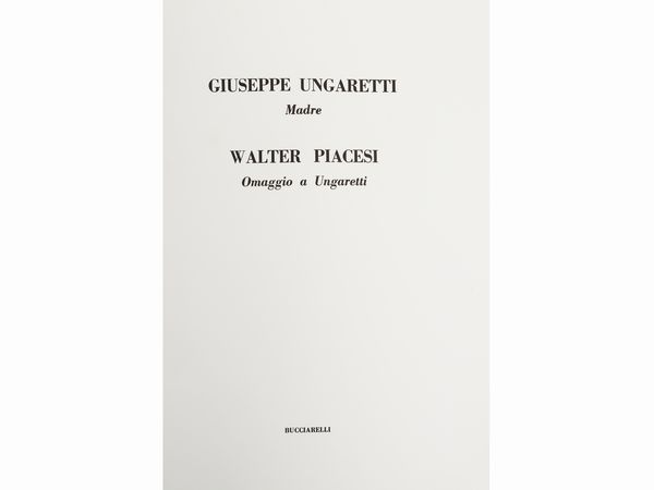WALTER PIACESI : Quattro libri d'artista  - Asta Arte Moderna e Contemporanea - Associazione Nazionale - Case d'Asta italiane