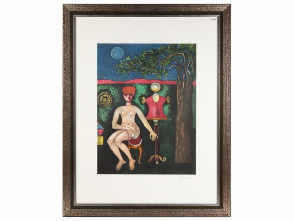 Franco Gentilini : Composizione con figura  - Asta Arte Moderna e Contemporanea - Associazione Nazionale - Case d'Asta italiane