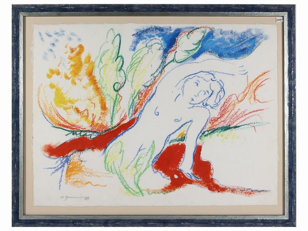 Mimmo Germanà : Composizione con figura 1988  - Asta Arte Moderna e Contemporanea - Associazione Nazionale - Case d'Asta italiane