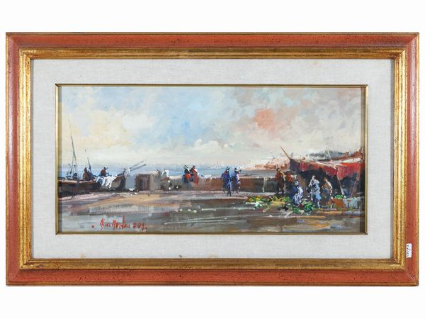 Norberto Martini : Pescatori 1989  - Asta Arte Moderna e Contemporanea - Associazione Nazionale - Case d'Asta italiane