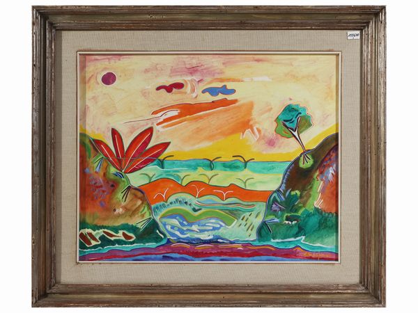 LUCIANO SCHIFANO : Tra due monti 1973  - Asta Arte Moderna e Contemporanea - Associazione Nazionale - Case d'Asta italiane