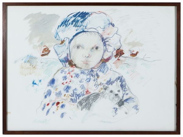 Antonio Possenti : Ritratto di fanciulla con cagnolino  - Asta Arte Moderna e Contemporanea - Associazione Nazionale - Case d'Asta italiane