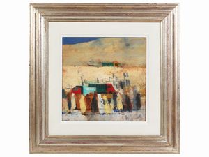 Salvatore Magazzini - Scorcio di piazza con persone