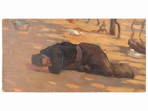 Ruggero Focardi : Cane da pagliaio - Contadino a riposo  - Asta Arte Moderna e Contemporanea - Associazione Nazionale - Case d'Asta italiane