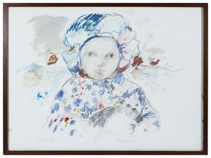 Antonio Possenti - Ritratto di fanciulla con cagnolino