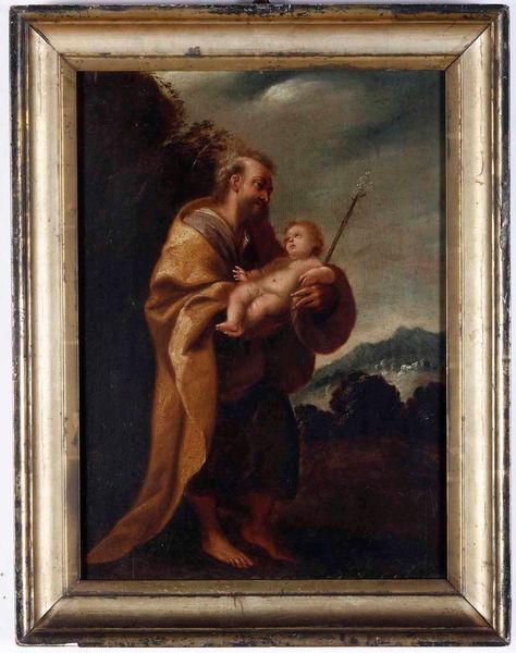 Scuola del XVII secolo San Francesco e San Giuseppe con il Bambino  - Asta Dipinti Antichi - Associazione Nazionale - Case d'Asta italiane