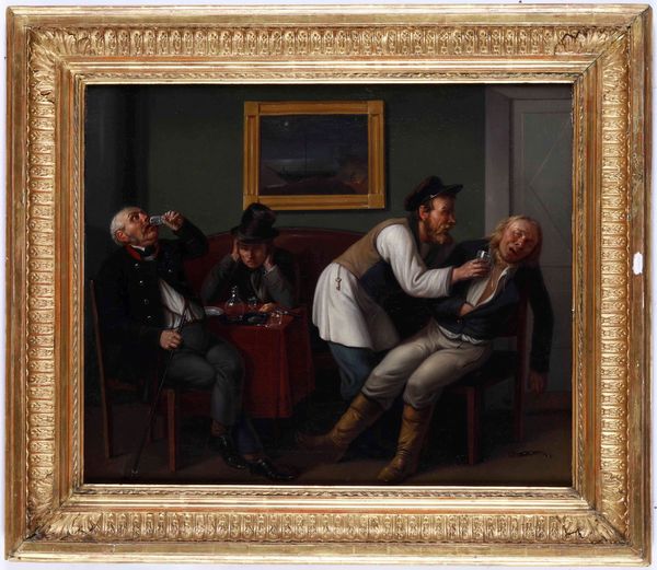 Scuola fiamminga del XIX secolo Scena di osteria  - Asta Dipinti Antichi - Associazione Nazionale - Case d'Asta italiane