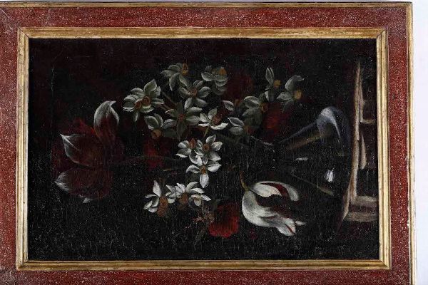 Scuola del XVII secolo Natura morta con vaso di fiori  - Asta Dipinti Antichi - Associazione Nazionale - Case d'Asta italiane