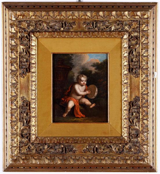 Scuola del XVIII secolo Putto son tamburello  - Asta Dipinti Antichi - Associazione Nazionale - Case d'Asta italiane