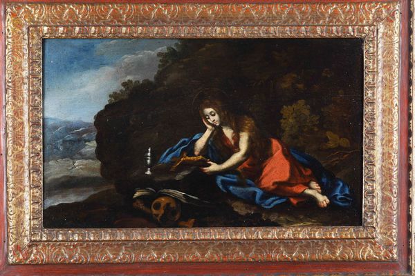 Scuola del XVII secolo Maddalena penitente  - Asta Dipinti Antichi - Associazione Nazionale - Case d'Asta italiane