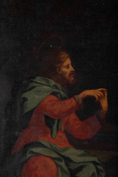 Scuola del XVII secolo Cristo e la Samaritana al pozzo  - Asta Dipinti Antichi - Associazione Nazionale - Case d'Asta italiane