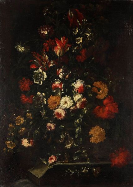 Scuola del XVII secolo Natura morta con vaso di fiori  - Asta Dipinti Antichi - Associazione Nazionale - Case d'Asta italiane