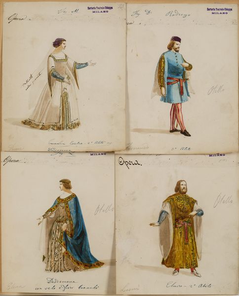 Scuola del XIX secolo Figurini per lOtello di Verdi. Sartoria Teatrale Chiappa  - Asta Dipinti Antichi - Associazione Nazionale - Case d'Asta italiane