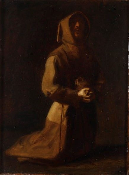 Francisco de Zurbarán, copia da : San Francesco penitente  - Asta Dipinti Antichi - Associazione Nazionale - Case d'Asta italiane