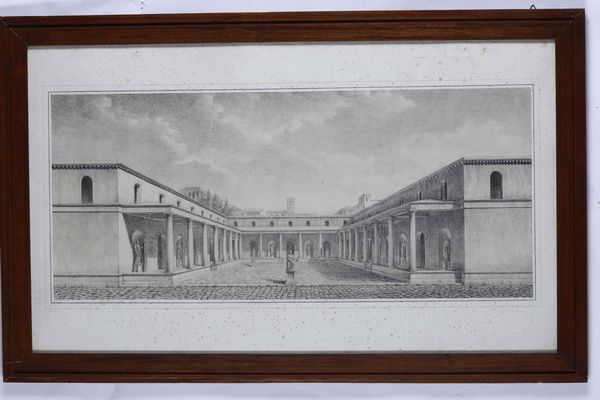 Vincenzo Camuccini : Prospettiva di piazza con porticato  - Asta Dipinti Antichi - Associazione Nazionale - Case d'Asta italiane