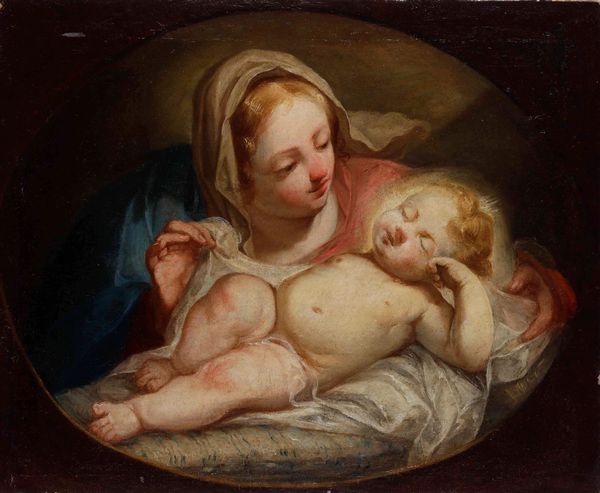 Scuola veneta del XVIII secolo Madonna con bambino  - Asta Dipinti Antichi - Associazione Nazionale - Case d'Asta italiane