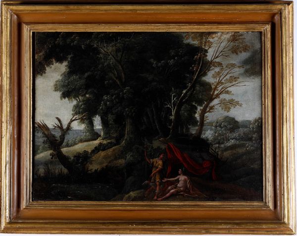 Scuola del XVII secolo Venere e Adone  - Asta Dipinti Antichi - Associazione Nazionale - Case d'Asta italiane