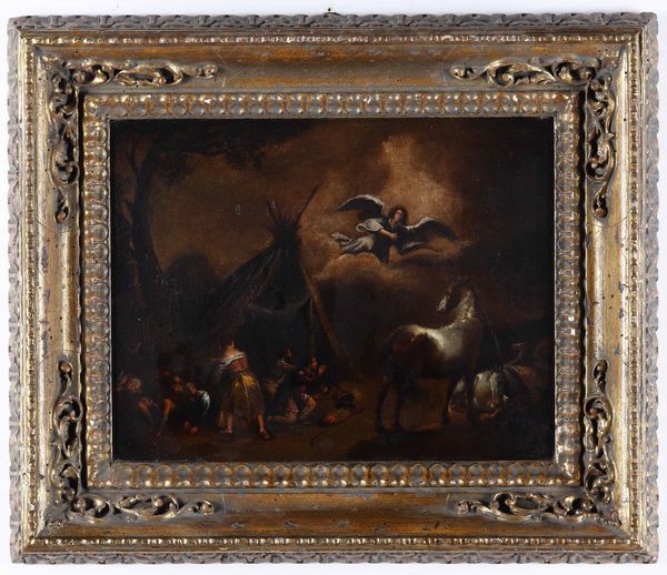 Scuola del XVIII secolo Annuncio ai pastori  - Asta Dipinti Antichi - Associazione Nazionale - Case d'Asta italiane