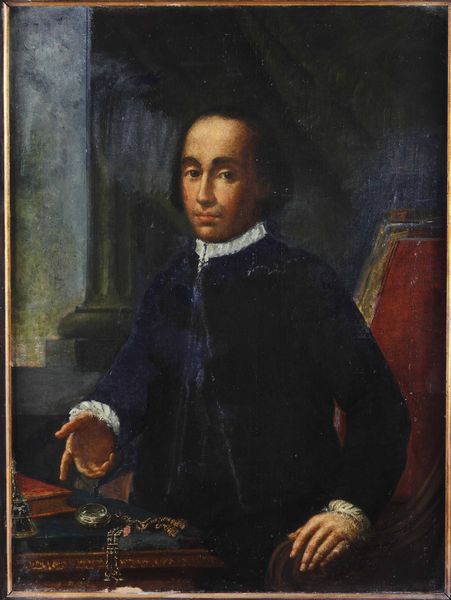 Scuola del XVIII secolo Ritratto di gentiluomo nello studio  - Asta Dipinti Antichi - Associazione Nazionale - Case d'Asta italiane