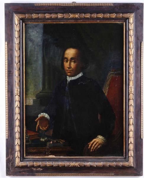 Scuola del XVIII secolo Ritratto di gentiluomo nello studio  - Asta Dipinti Antichi - Associazione Nazionale - Case d'Asta italiane