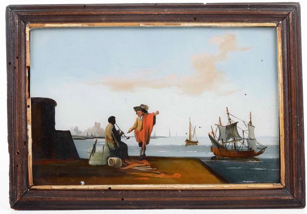 Scuola del XVIII secolo Vedute costiere  - Asta Dipinti Antichi - Associazione Nazionale - Case d'Asta italiane