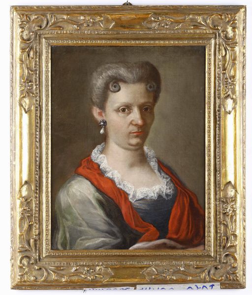 Scuola del XVIII secolo Ritratto di dama con scialle rosso  - Asta Dipinti Antichi - Associazione Nazionale - Case d'Asta italiane