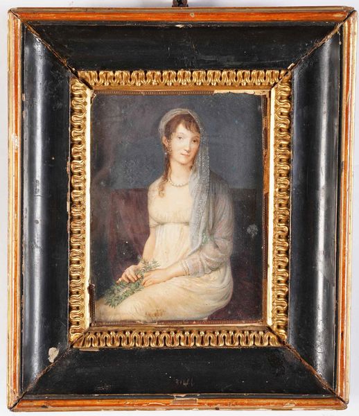 Scuola del XIX secolo Figura femminile con corona di fiori  - Asta Dipinti Antichi - Associazione Nazionale - Case d'Asta italiane