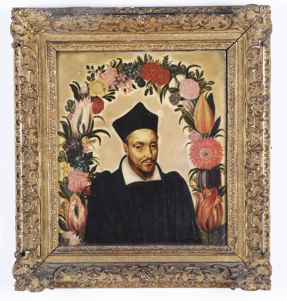 Scuola del XVIII secolo Ritratto di prelato entro ghirlanda di fiori  - Asta Dipinti Antichi - Associazione Nazionale - Case d'Asta italiane