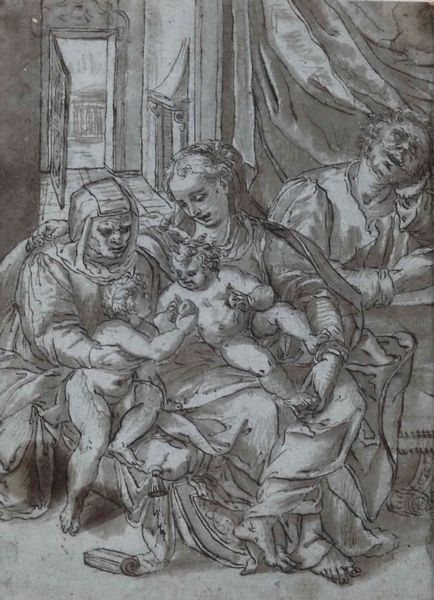 Scuola della fine del XVI secolo Sacra Famiglia con Sant'Anna e San Giovannino  - Asta Dipinti Antichi - Associazione Nazionale - Case d'Asta italiane