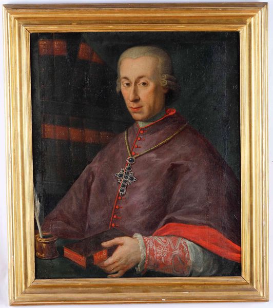 Scuola del XVIII secolo Ritratto di prelato nello studio  - Asta Dipinti Antichi - Associazione Nazionale - Case d'Asta italiane
