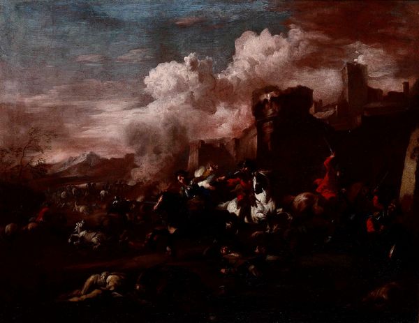 Scuola del XVIII secolo Battaglia con cavalieri  - Asta Dipinti Antichi - Associazione Nazionale - Case d'Asta italiane