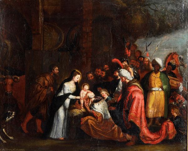 Pietro Paolo Rubens, copia da : Adorazione dei Magi  - Asta Dipinti Antichi - Associazione Nazionale - Case d'Asta italiane
