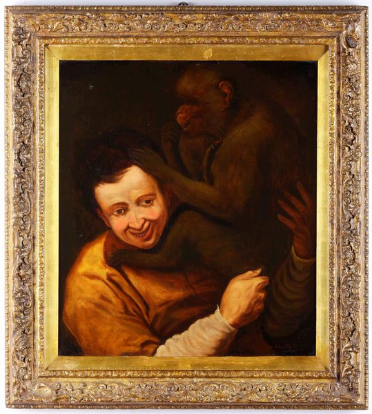 Scuola del XIX secolo Ragazzo e scimmia  - Asta Dipinti Antichi - Associazione Nazionale - Case d'Asta italiane